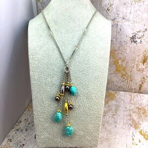 🎄🎄Brighton Turquoise  and Black Pearl Long Necklace with tin